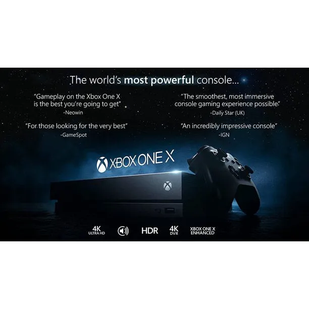 Microsoft Xbox One X 1TB Gaming Console Black with BOLT AXTION Bundle Refurbished