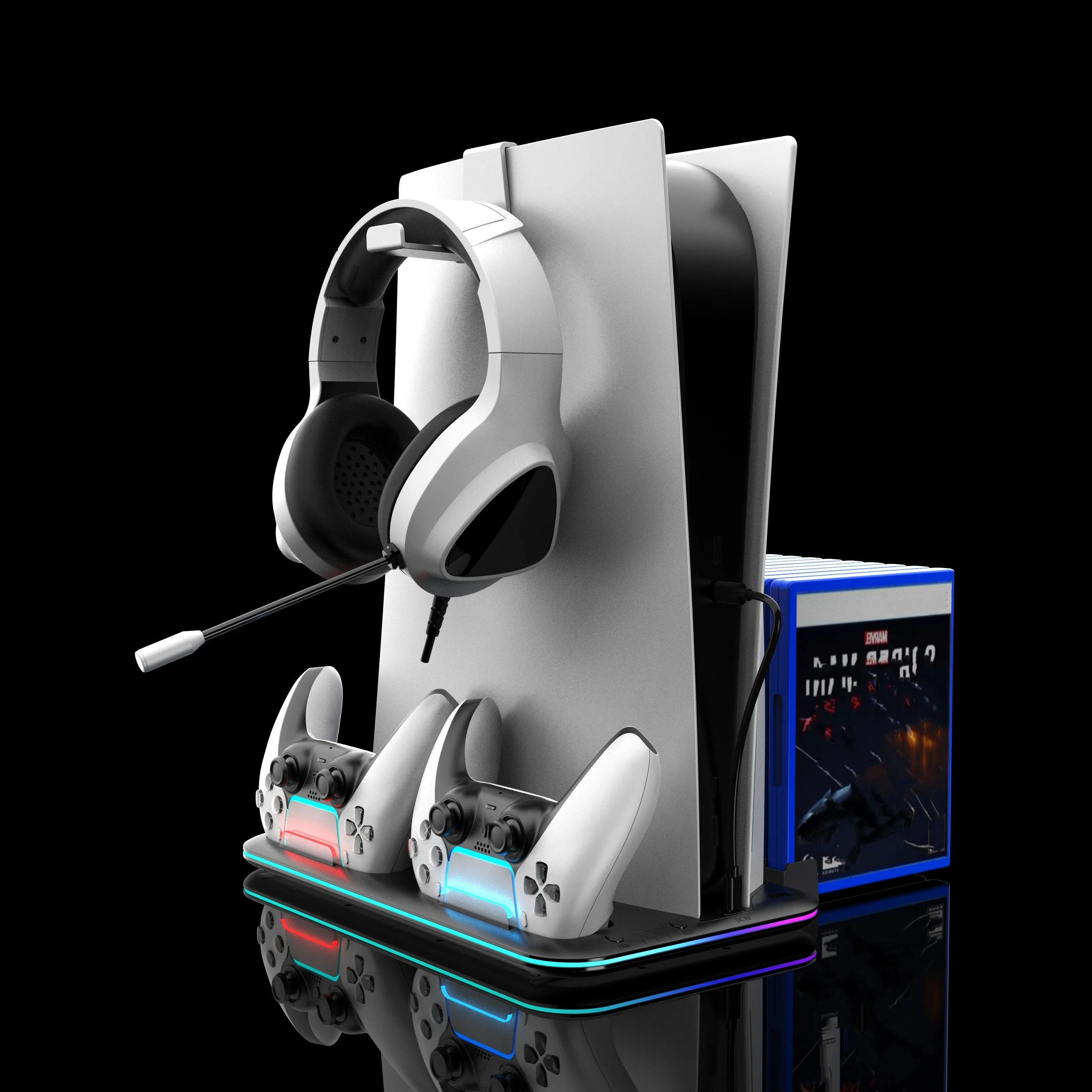 Multi-functional Cooling and Charging Stand with RGB Light for PS5