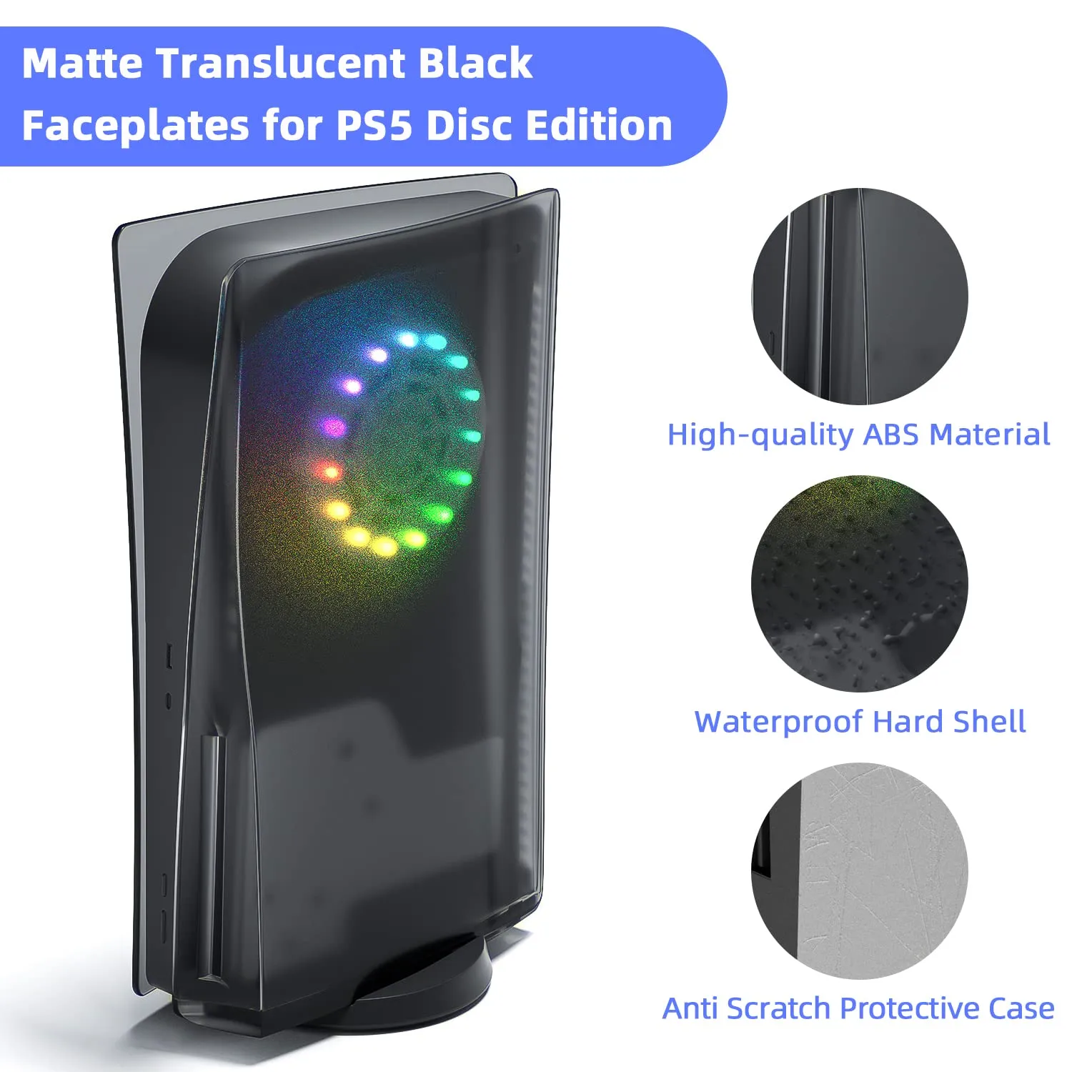 Mytrix 2-in-1 Translucent Black Faceplates for PS5 Disc Edition   RGB LED Light Strips Kit for PlayStation 5, LED Strip with Music Sync