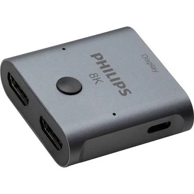 Open Box - Philips 8K HDMI 2-Port Switch - Silver