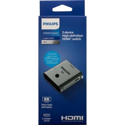 Open Box - Philips 8K HDMI 2-Port Switch - Silver