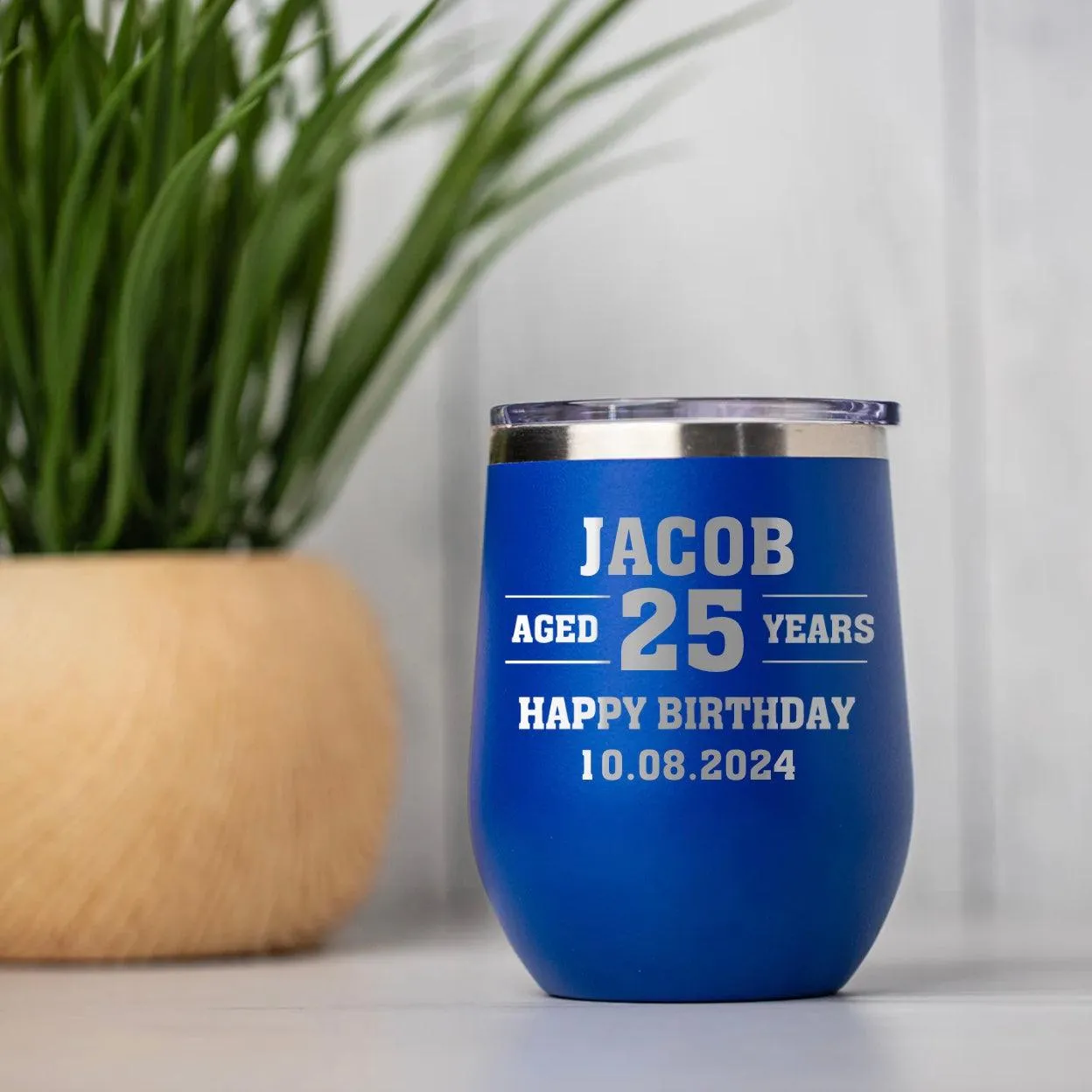 Personalized Aged Birthday Wine Tumblers 12oz