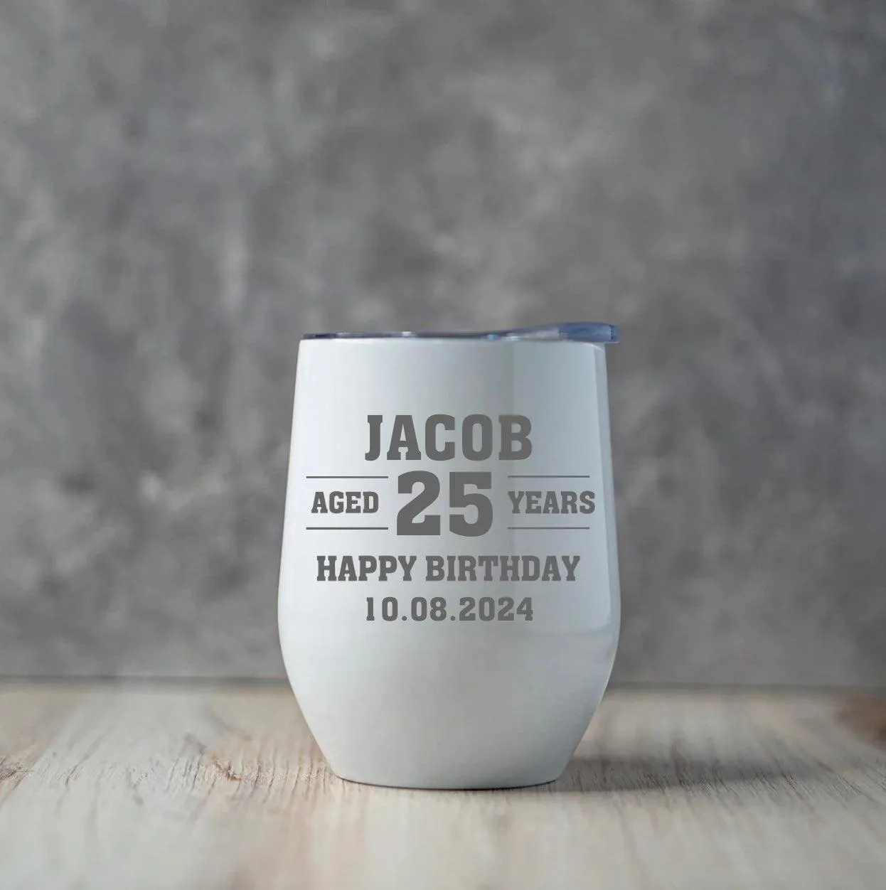 Personalized Aged Birthday Wine Tumblers 12oz
