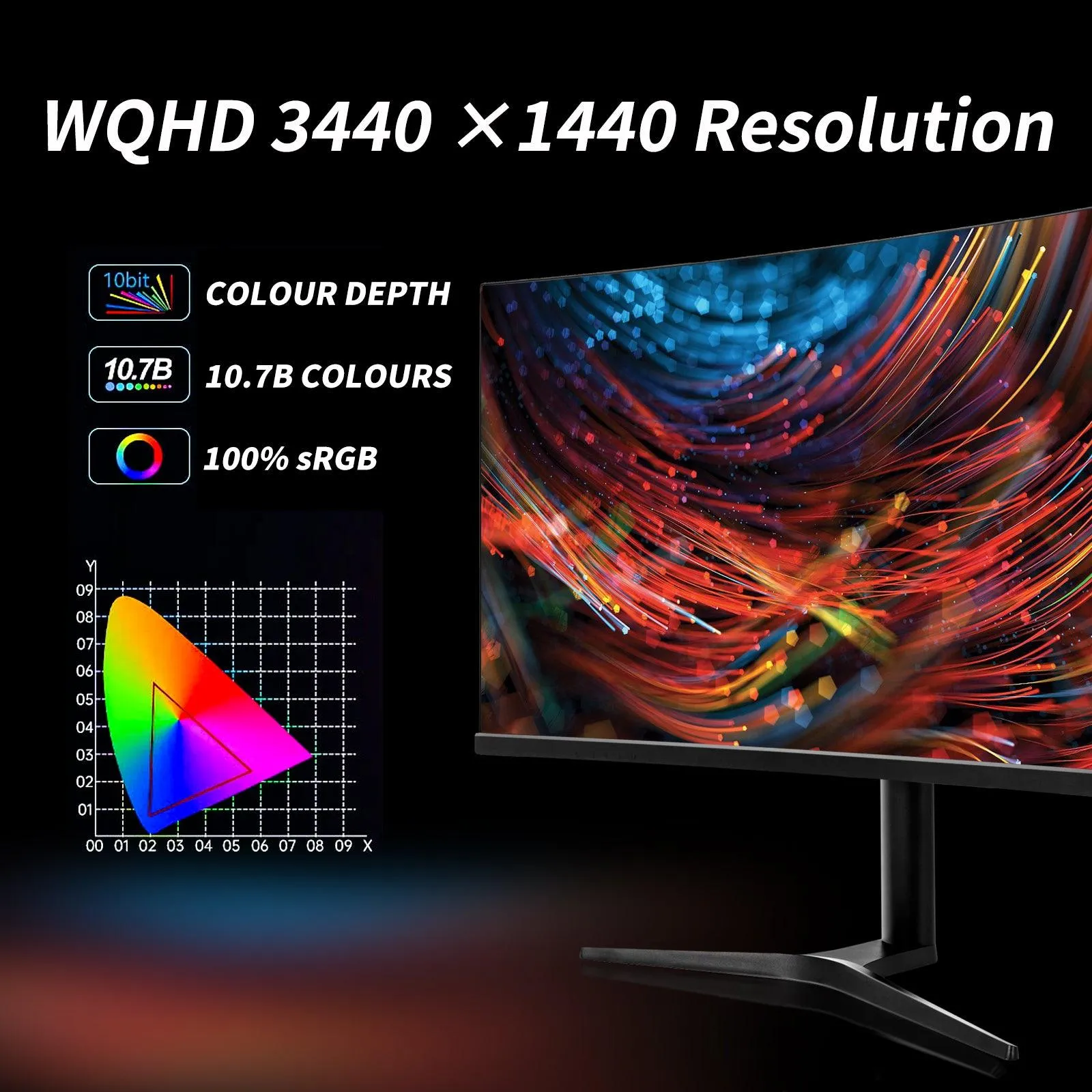 Rehisk RE-344KV2 - 34-Inch Curved Computer Monitor - Immersive Viewing Experience