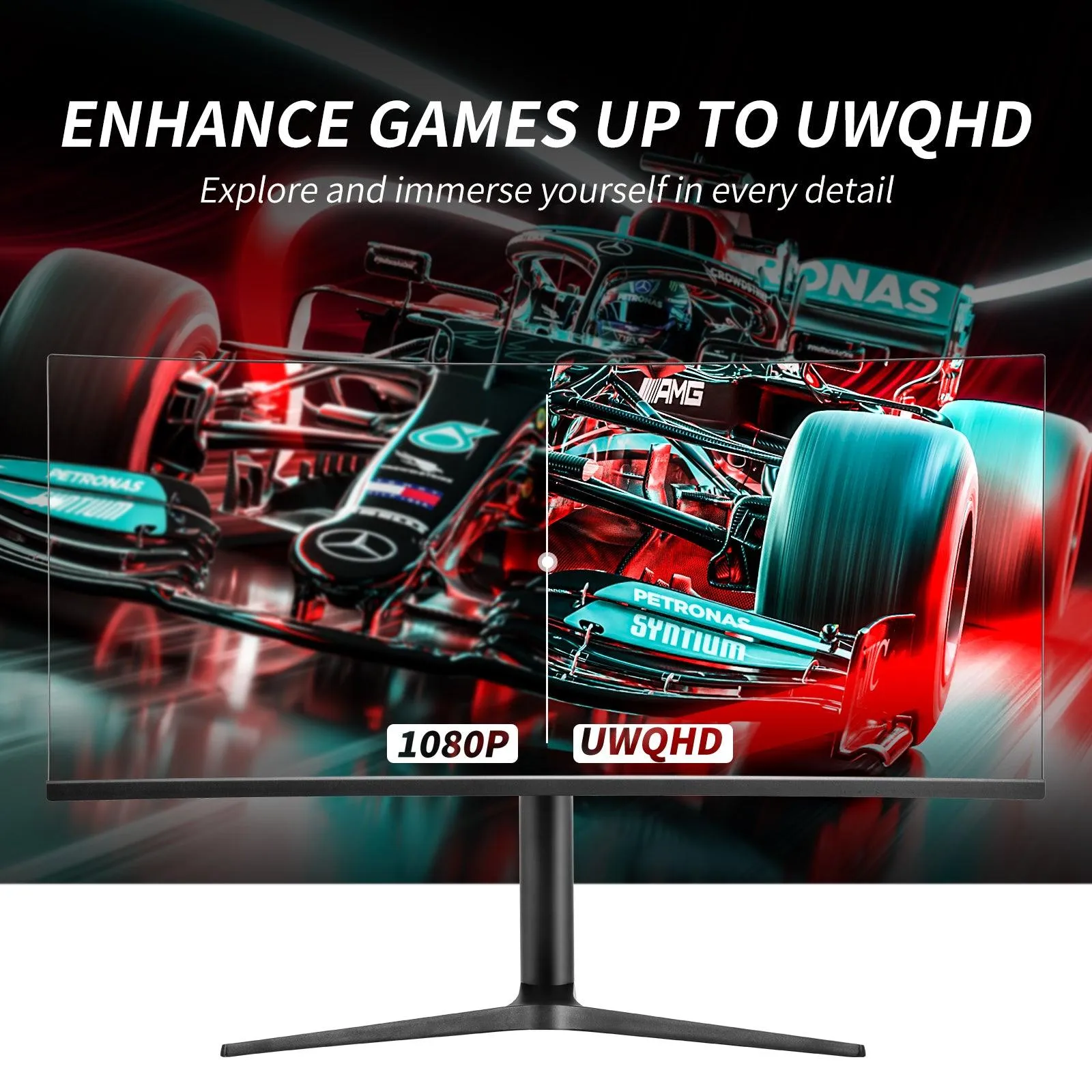 Rehisk RE-344KV2 - 34-Inch Curved Computer Monitor - Immersive Viewing Experience