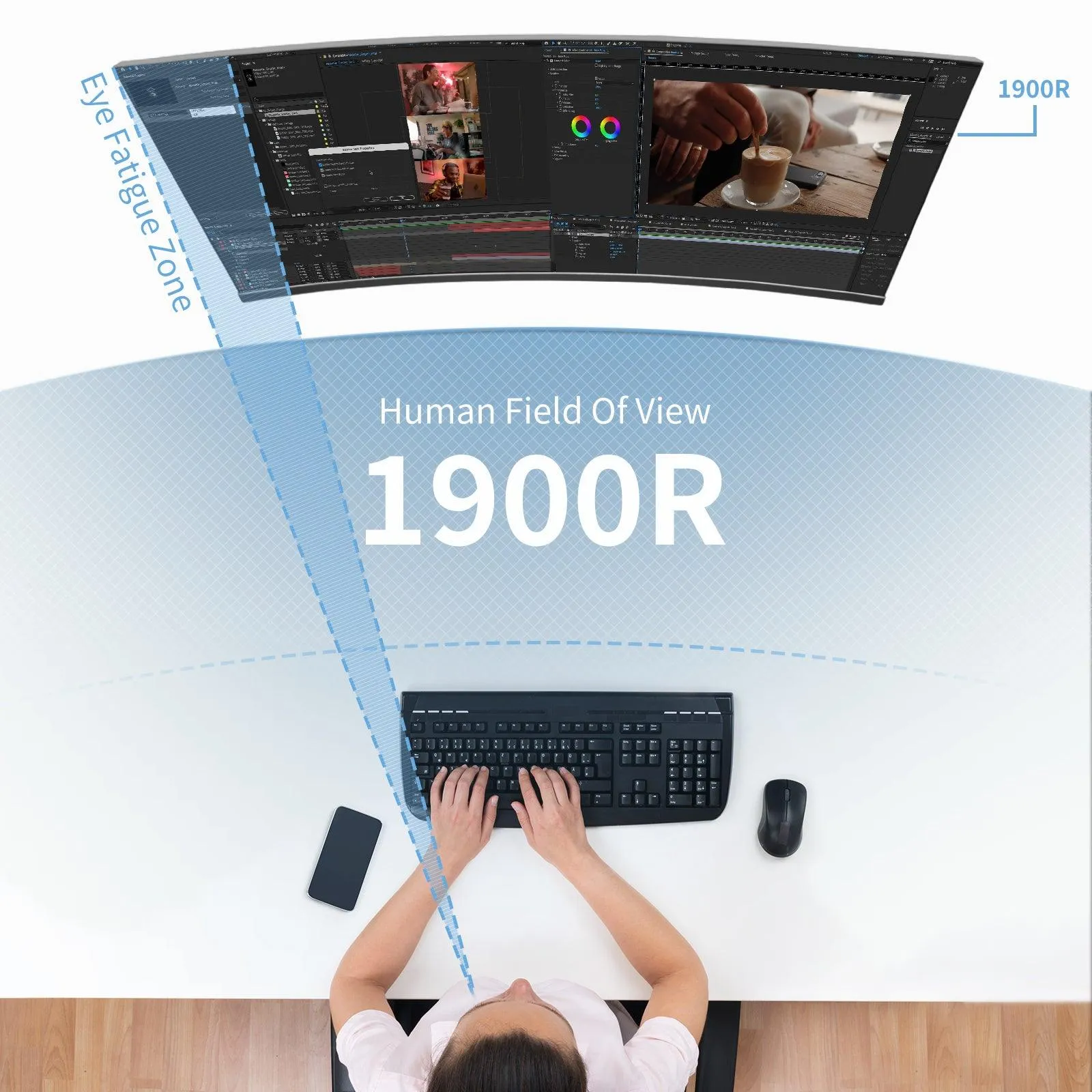 Rehisk RE-344KV2 - 34-Inch Curved Computer Monitor - Immersive Viewing Experience