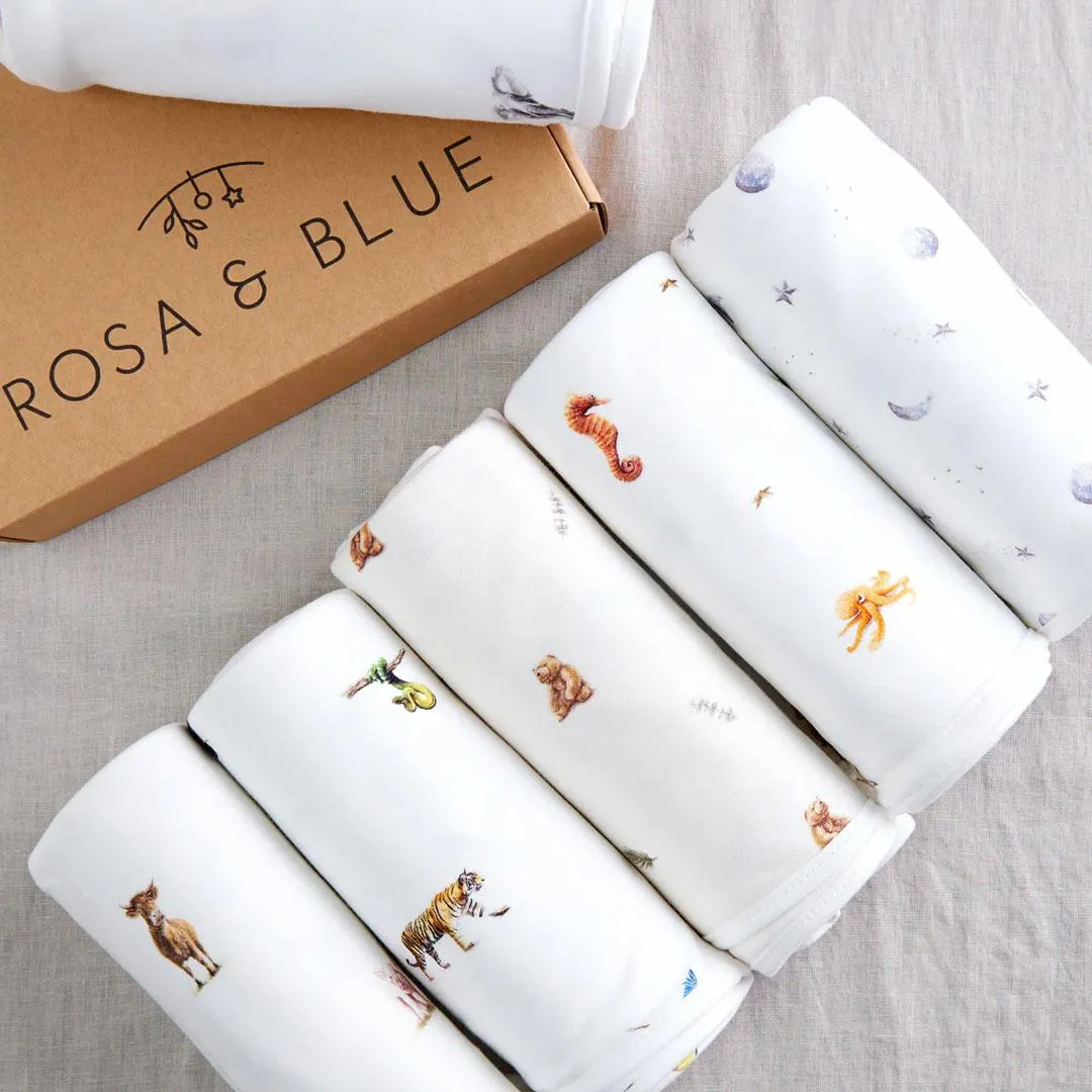Rosa & Blue Baby Blanket  - Safari