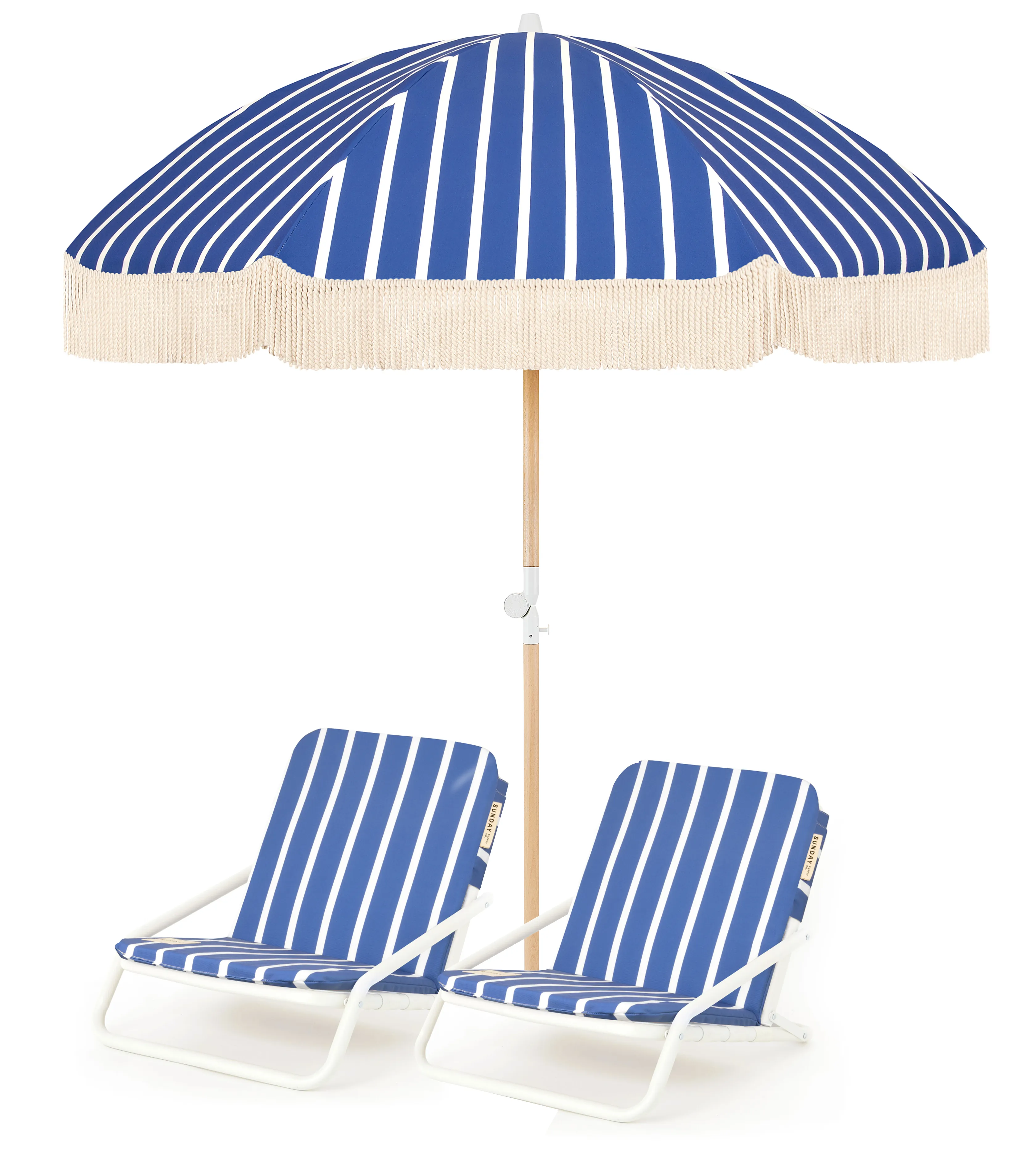 Seaside Beach Umbrella & Beach Chair Set