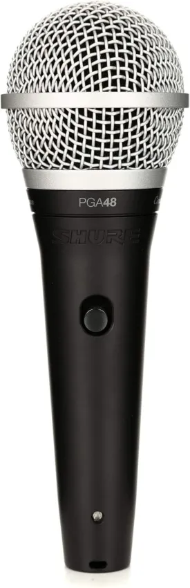 Shure PGA48 Dynamic Microphone - Handheld Mic for Vocals with Cardioid Pick-Up Pattern, Discrete On/Off Switch, 3-Pin XLR Connector, 15' Xlr-To-Qtr Cable, Stand Adapter and Zipper Pouch (PGA48-QTR)