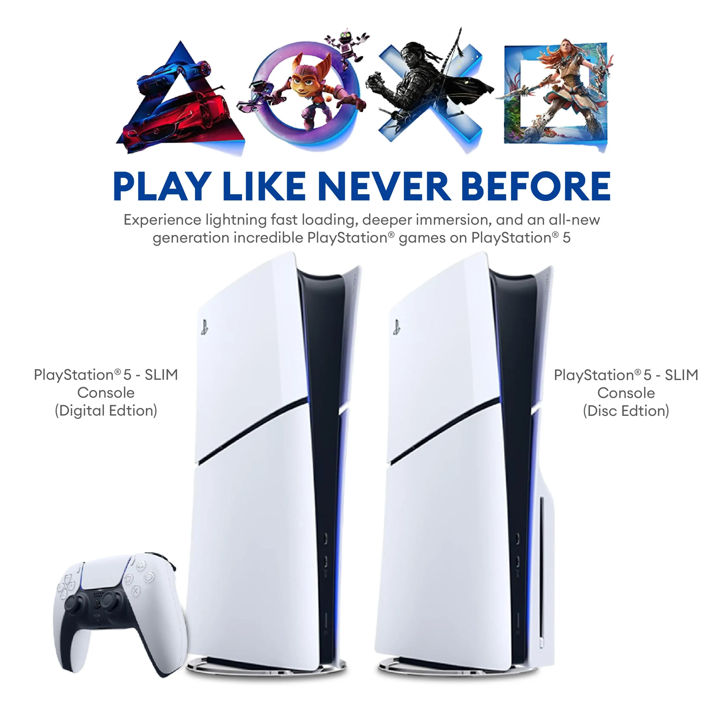SONY PlayStation 5 Slim Disc / Digital Edition (1TB) - Standard Edition / 2 DualSense Bundle