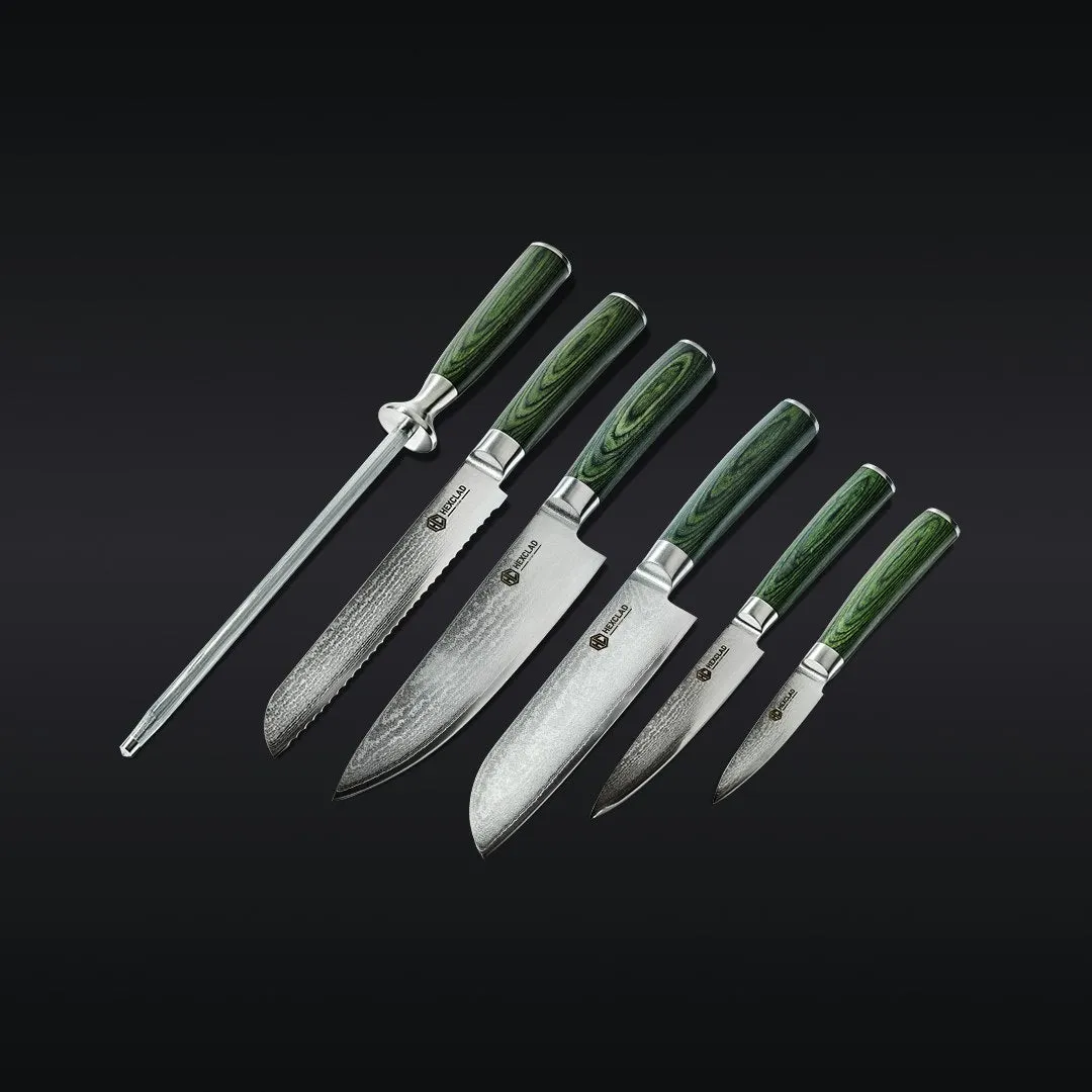 The Essential 6pc Japanese Damascus Steel Knife Set