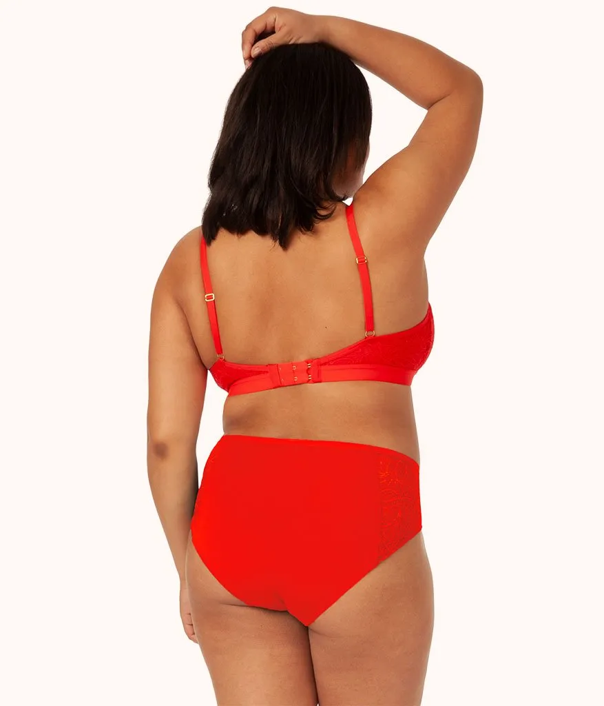The Lace High Waist Bikini Bundle: Toasted Almond/Jet Black/Tomato Red