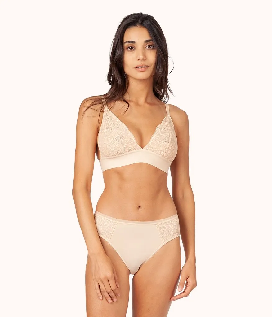 The Lace High Waist Bikini Bundle: Toasted Almond/Jet Black/Tomato Red