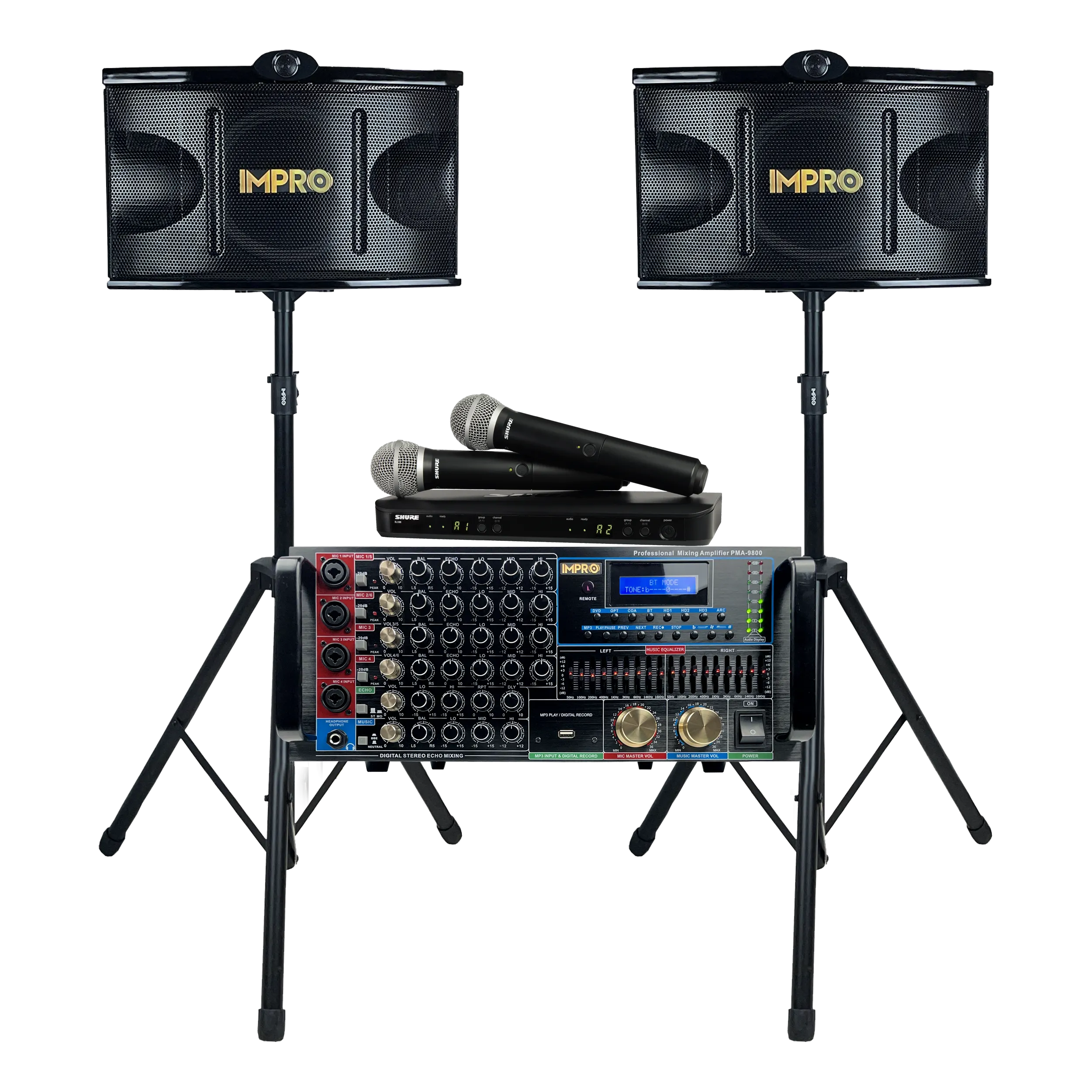 Ultra Elite Bundle with Mixing Amplifier, Speakers, SHURE BLX288 Microphones, and Accessories (4 items)