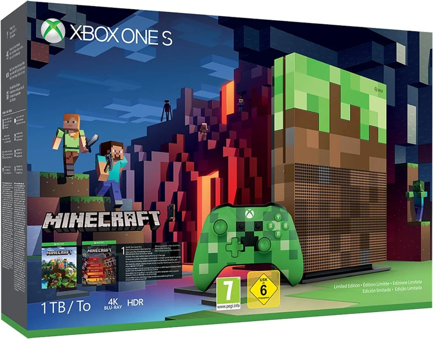 Xbox One S Console - 1TB, Minecraft Green Edition (No Game)